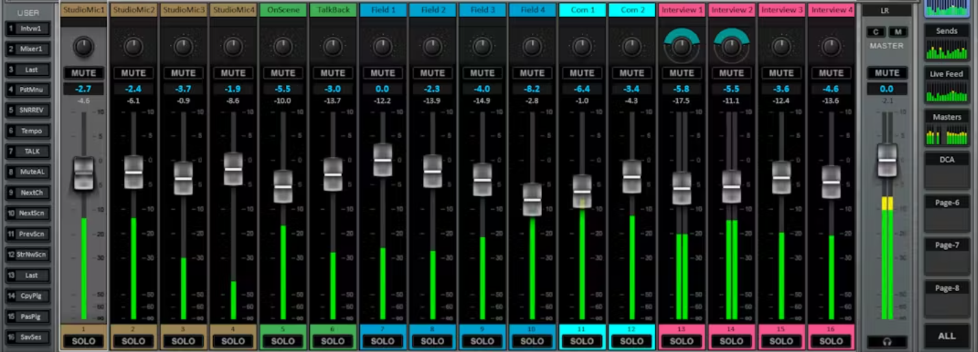 Ableton mixer ដែលមានឆានែលទាំងអស់សកម្ម
