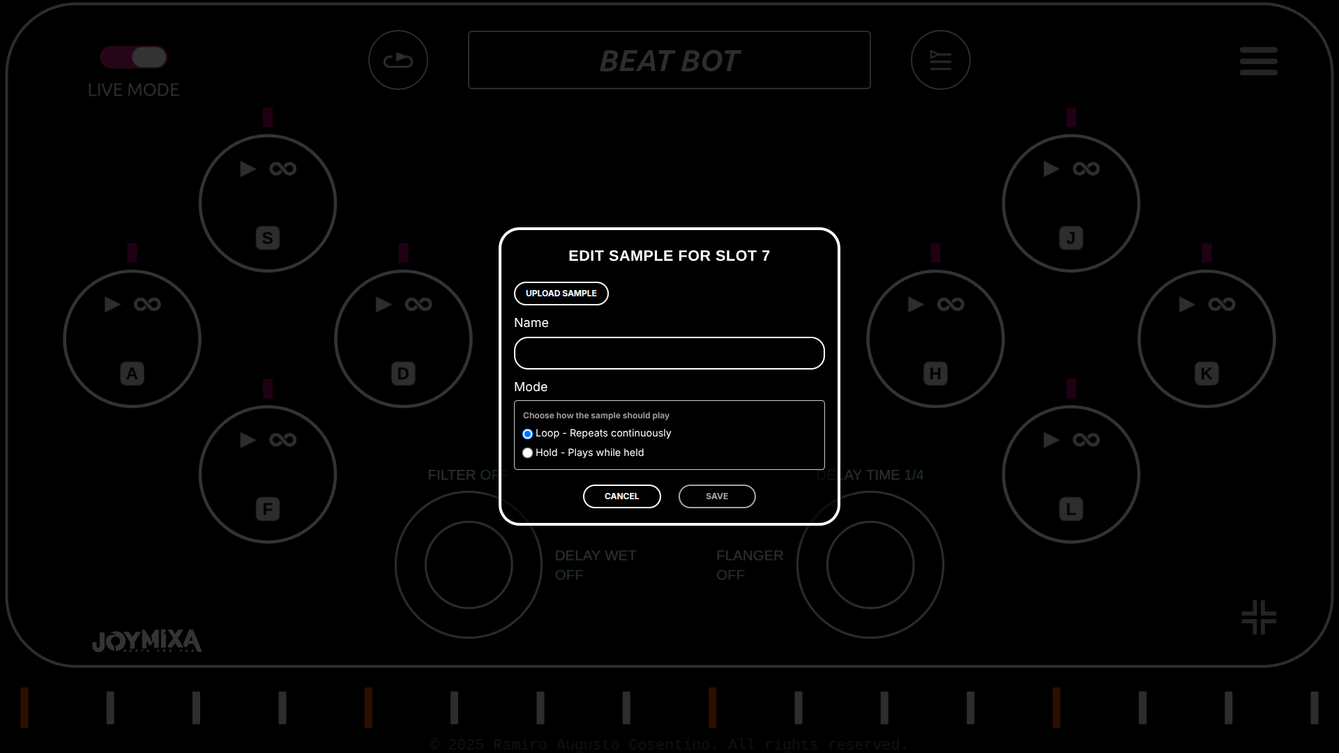 Loop/Hold mode selector